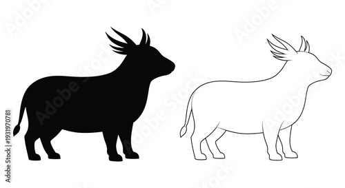 Two depictions of an antelope one a striking black silhouette