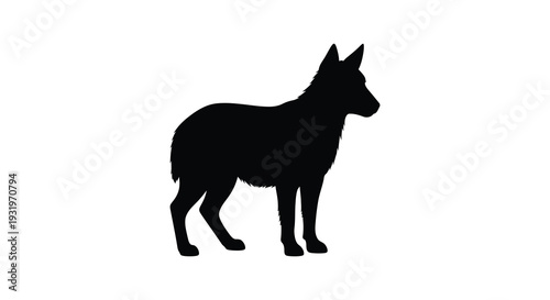 Black silhouette of a donkey standing in profile simple form silhouette