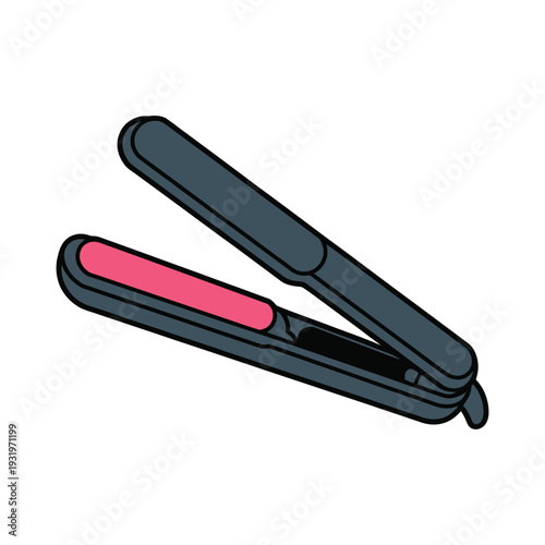 Hair straightener tool opens with pink heating.