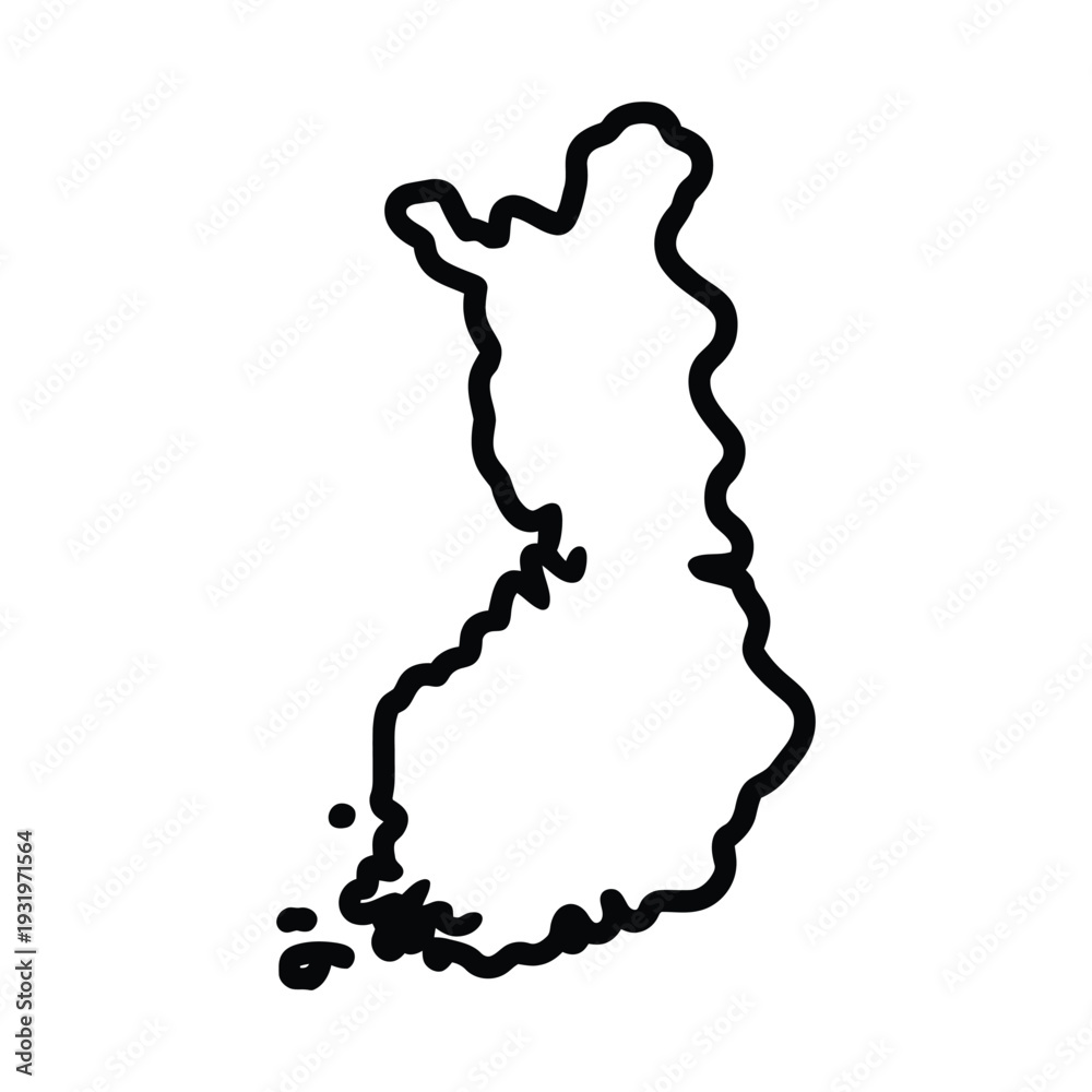 Fototapeta premium Outline map of the country Finland region.