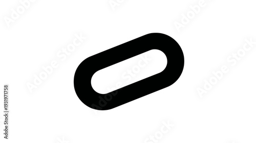 A simple illustration of a black oblong link against a stark white backdrop