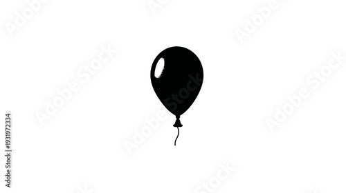 A simple black balloon illustration, a common symbol of celebration, against a white background