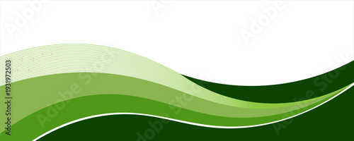 Abstract green wave background, Vector green line background curve element with white space for text and message design, overlapping layers.