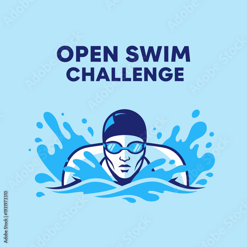 Depicting Aquatic Endeavor: Illustrating Competitive Swimming Event With Dynamic Splash Design