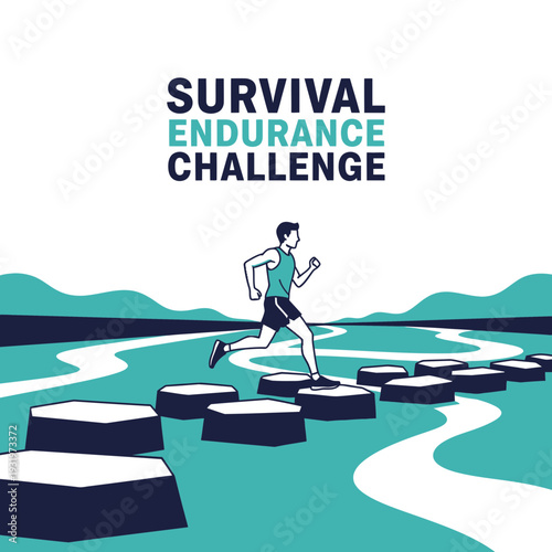 Depicting Endurance: A Runner Conquering Obstacles In A Survival Challenge Course
