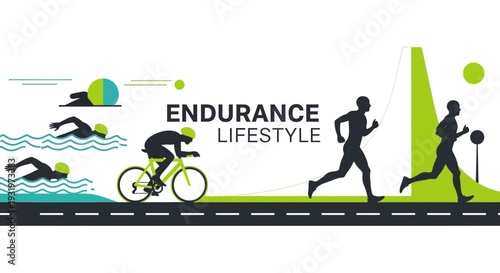 Depicting Endurance Activities And Promoting A Healthy, Active Lifestyle in Vector Form