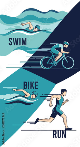 Depicting Triathlon Athletes in Dynamic Action Across Swim, Bike, and Run Stages