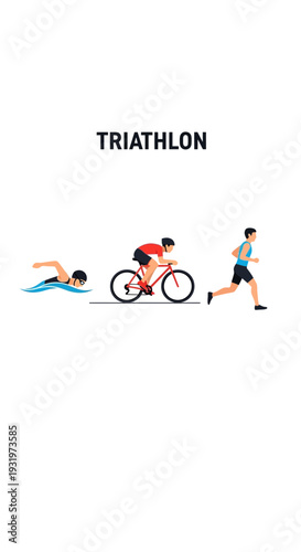 Depicting Triathlon Athletes: Swimming, Cycling, and Running in Dynamic Illustrated Form