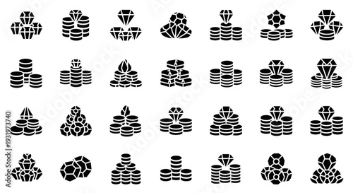 Collection of Various Jewelry Icons Displayed in a Grid Pattern