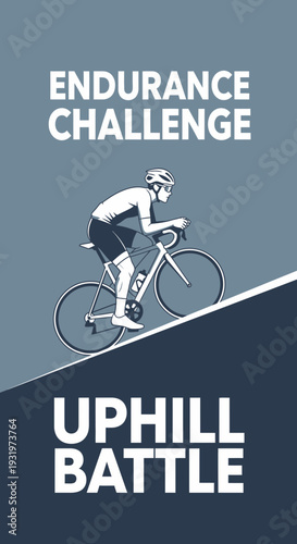 Depicting Uphill Endurance Challenge Illustrating Cyclist Determination and Physical Prowess
