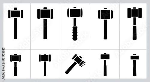 Collection of dumbbell icons in various orientations on a grid layout