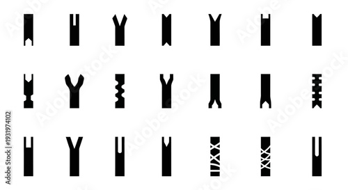 Collection of Various Clothespin Icons Displayed in a Grid Arrangement