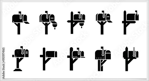 Collection of various mailbox designs and styles displayed in a grid pattern