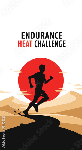 Desert Endurance Race: A Silhouette Runner Conquering The Scorching Heat Challenge