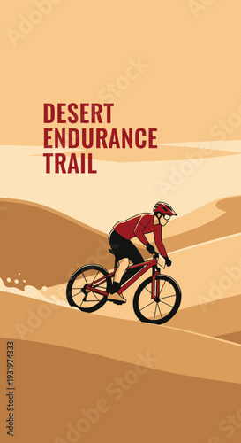 Desert Endurance Trail: Cyclist Conquering Sandy Dunes Under the Summer Sun