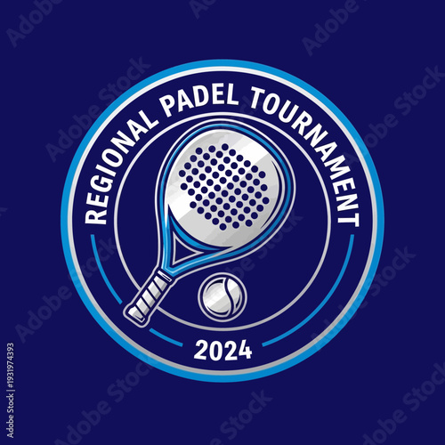 Distinctive Emblem Illustrating Regional Padel Tournament in 2024 with Metallic Accents