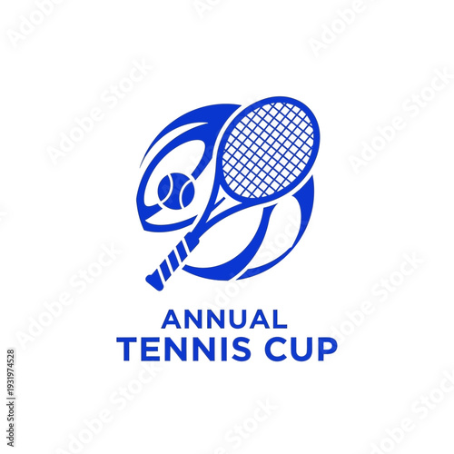 Distinctive Blue Tennis Championship Logo Design Featuring Racket and Ball for Event Branding
