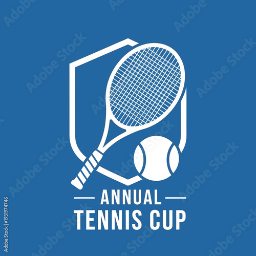Distinctive Tennis Tournament Emblem Featuring Racket and Ball for Annual Competition
