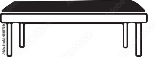 Minimalist Padded Bench Illustration - Modern Furniture Line Art Icon for Interior Design and Decor