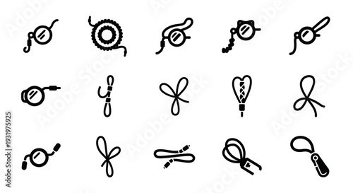 Collection of various ribbon and bow illustrations displayed in a grid layout on a plain surface from a direct viewpoint