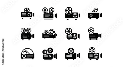 Collection of camera icons representing various photography and filmmaking equipment