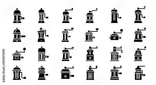 Collection of fire hydrant silhouettes in various designs and perspectives on a plain background