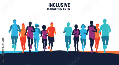 Diverse Marathon Runners Celebrating Inclusivity And Promoting Athletic Excellence Globally