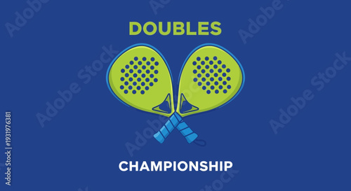 Doubles Championship Competition Graphic Featuring Crossed Racquets On A Cobalt Background
