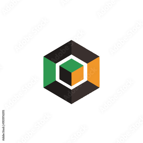 3D Cube Geometric Shape Modern Design.