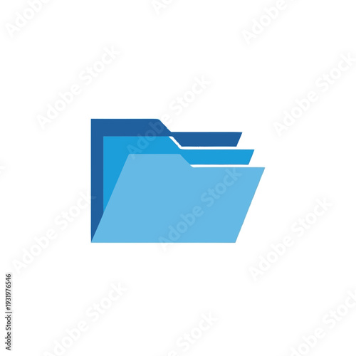 Blue Folder Icon with Overlapping Layers.