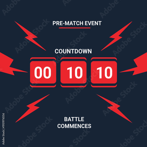 Dramatic Countdown Display: Pre-Match Event Announcement Featuring Lightning Bolt Embellishments