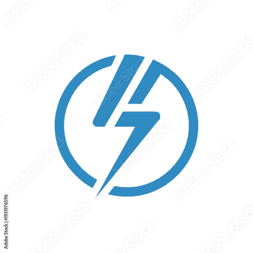 Free Download Blue Lightning Bolt Logo Inside Circle. - GFXLoad