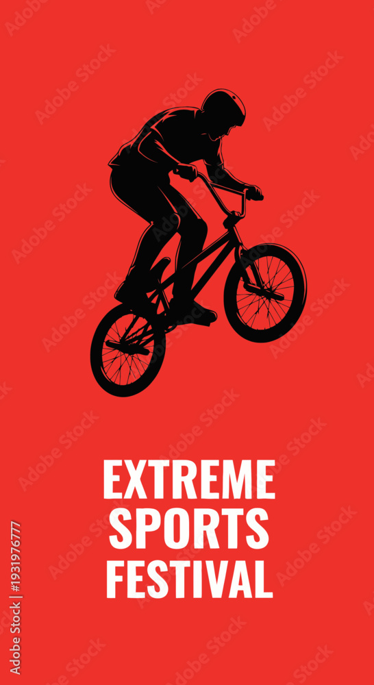 Fototapeta premium Dramatic Silhouette of BMX Rider in Action for an Extreme Sports Festival Promotion Design