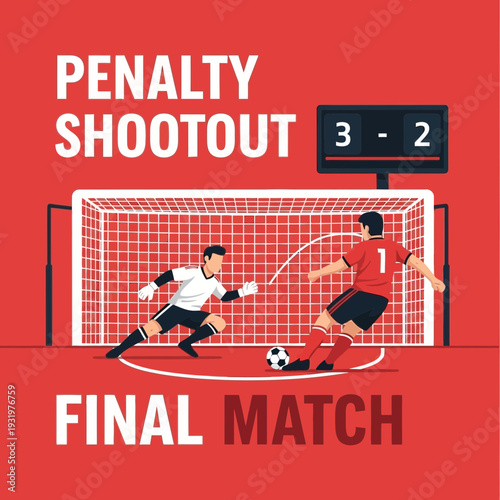 Dramatic Penalty Shootout Scene Depicting the Thrilling Climax of a Final Soccer Match