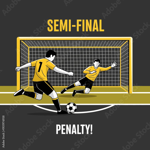 Dramatic Soccer Penalty Kick In The Semi-Final With Goalkeeper Diving To Save The Goal