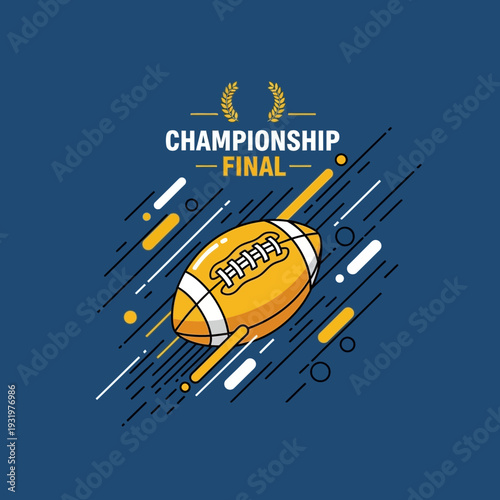 Dynamic American Football Design Representing Championship Finale and Sporting Triumph