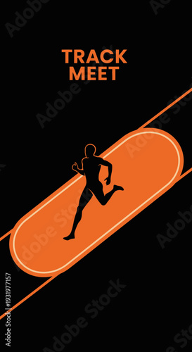 Dynamic Athlete Silhouette Sprinting on a Track Meet Focused and Energetic Illustration Design