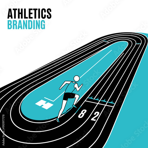 Dynamic Athlete Sprinting Across Track, Illustrating Speed, Competition, and Athleticism Vigorously