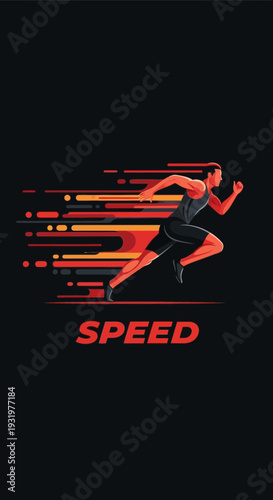 Dynamic Athlete Sprinting Depicted in Vector Art Illustrating Swift Movement and Velocity