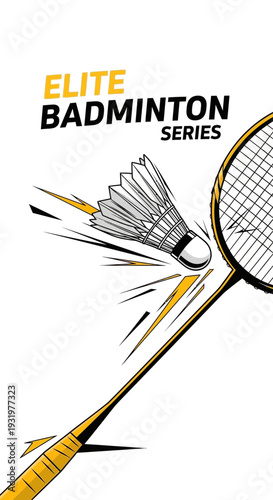 Dynamic Badminton Action Depicted: An Elite Series Design Illustrating Sport and Competition Vigor