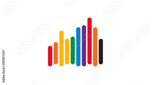 Colorful, vertically oriented rounded bars arranged side-by-side on a white background