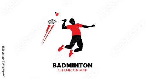 Dynamic Badminton Player Silhouetted in Action During a Championship Game Event