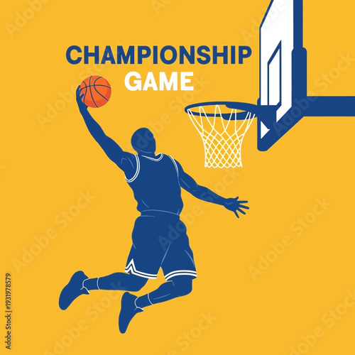 Dynamic Basketball Player Executing Slam Dunk During Intense Championship Competition Display