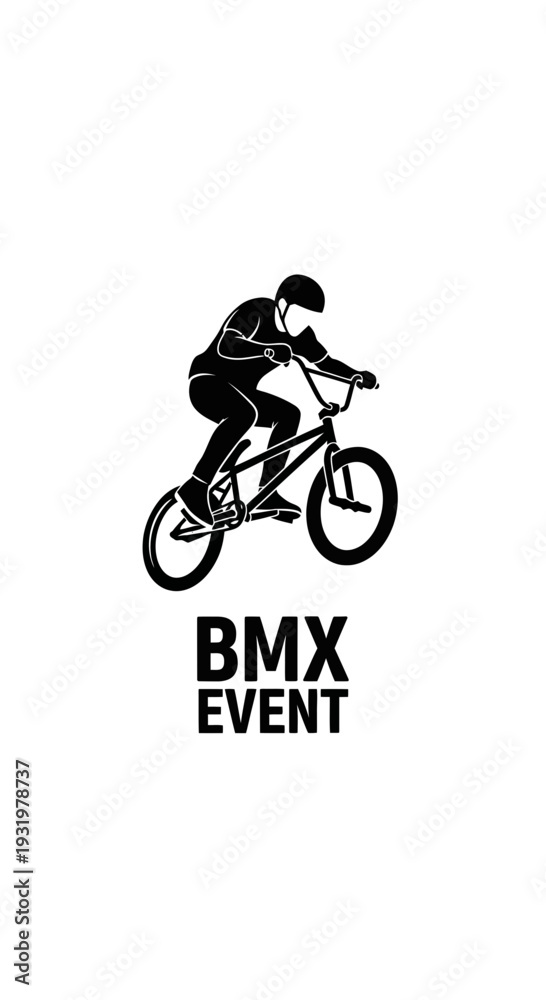 Naklejka premium Dynamic BMX Event Silhouette: Action-Packed Graphic Design For Extreme Sport Enthusiasts