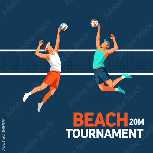 Dynamic Beach Volleyball Players Compete in a High-Energy Tournament Featuring Intense Action
