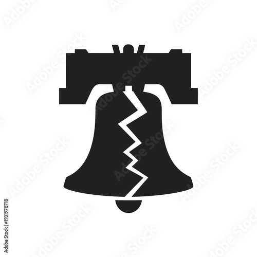 Liberty bell with crack in middle vector icon sign graphic illustration