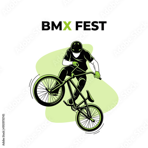 Dynamic BMX Fest Illustration Depicting a Rider Performing a Stunt on a Bicycle