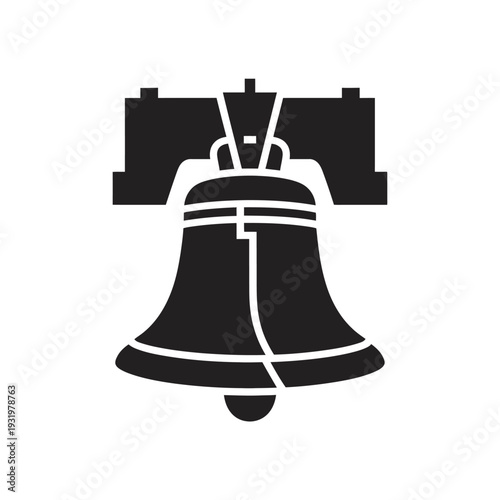 Liberty bell with vertical line vector icon sign graphic illustration