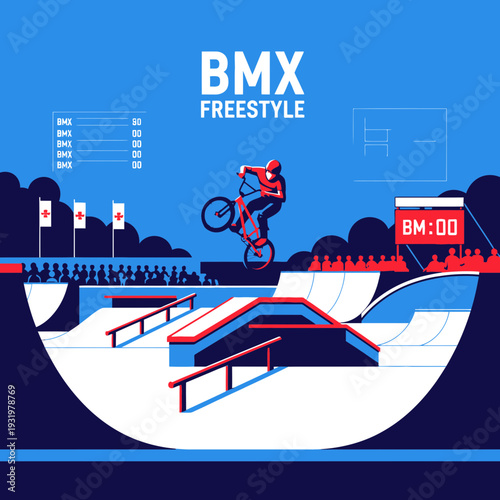 Dynamic BMX Freestyle Action: A Thrilling Display Of Skill And Competitive Edge
