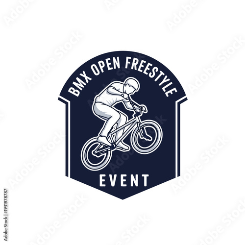 Dynamic BMX Open Freestyle Event Logo Depicting Action and Competitive Spirit in Vector Art